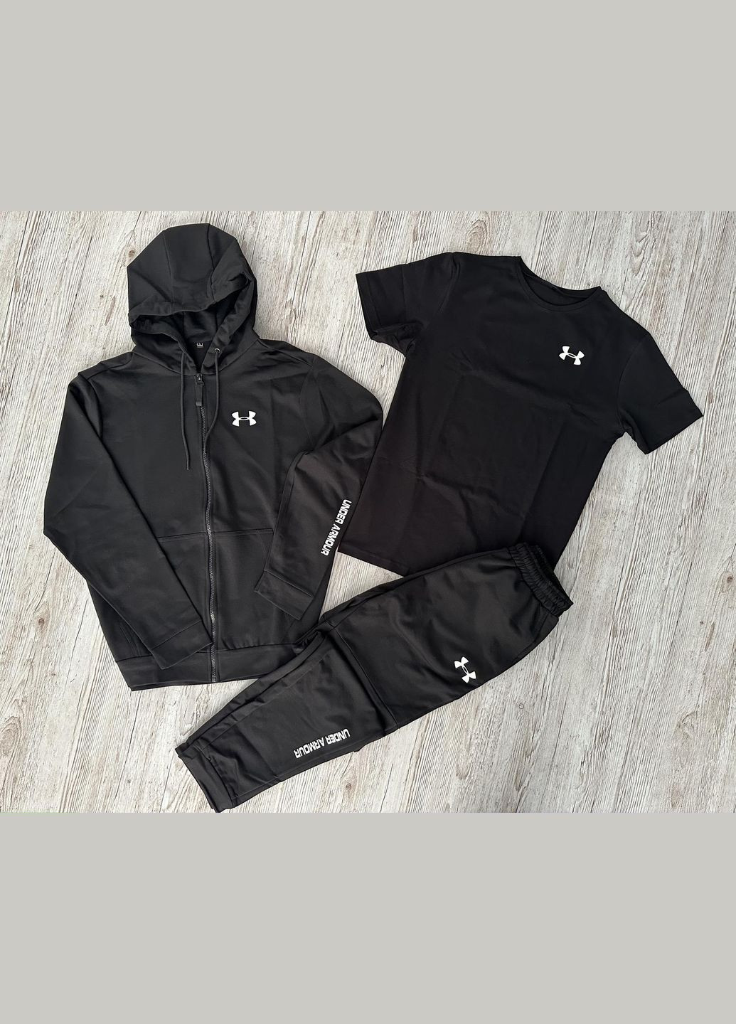 Демисезонный спортивный набор кофты на змейке+штаны+футболка (двунитка) No Brand (316634652)