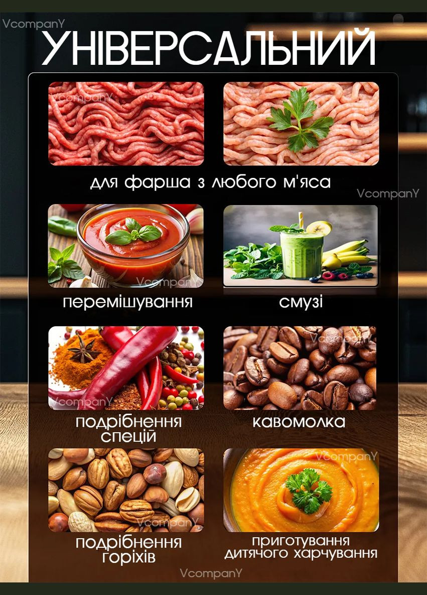 Блендер измельчитель, измельчитель для овощей, блендер измельчитель с чашей из нержавеющей стали, Черный BiTEK (345120940)