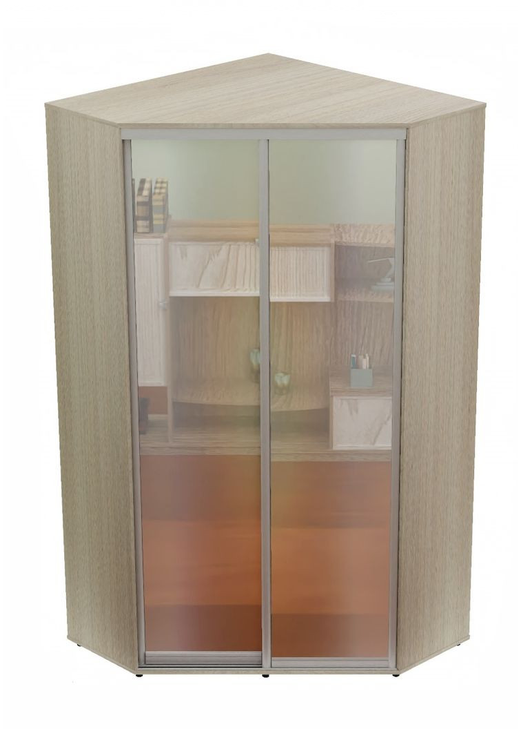 Шкаф-купе двухдверный угловой 100*100*250 см Дуб Шамони светлый 2 двери Зеркало Угол-1 Алекса (360471191)