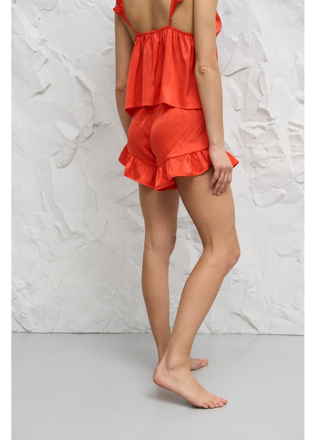 Красная пижама женская шелковая майка и шорты красная топ + шорты Handy Wear