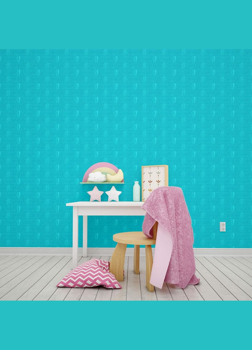 3D панель самоклеюча цегла Бірюза 700х770х5мм (002-5) SW-00000084 Sticker Wall (300241516)