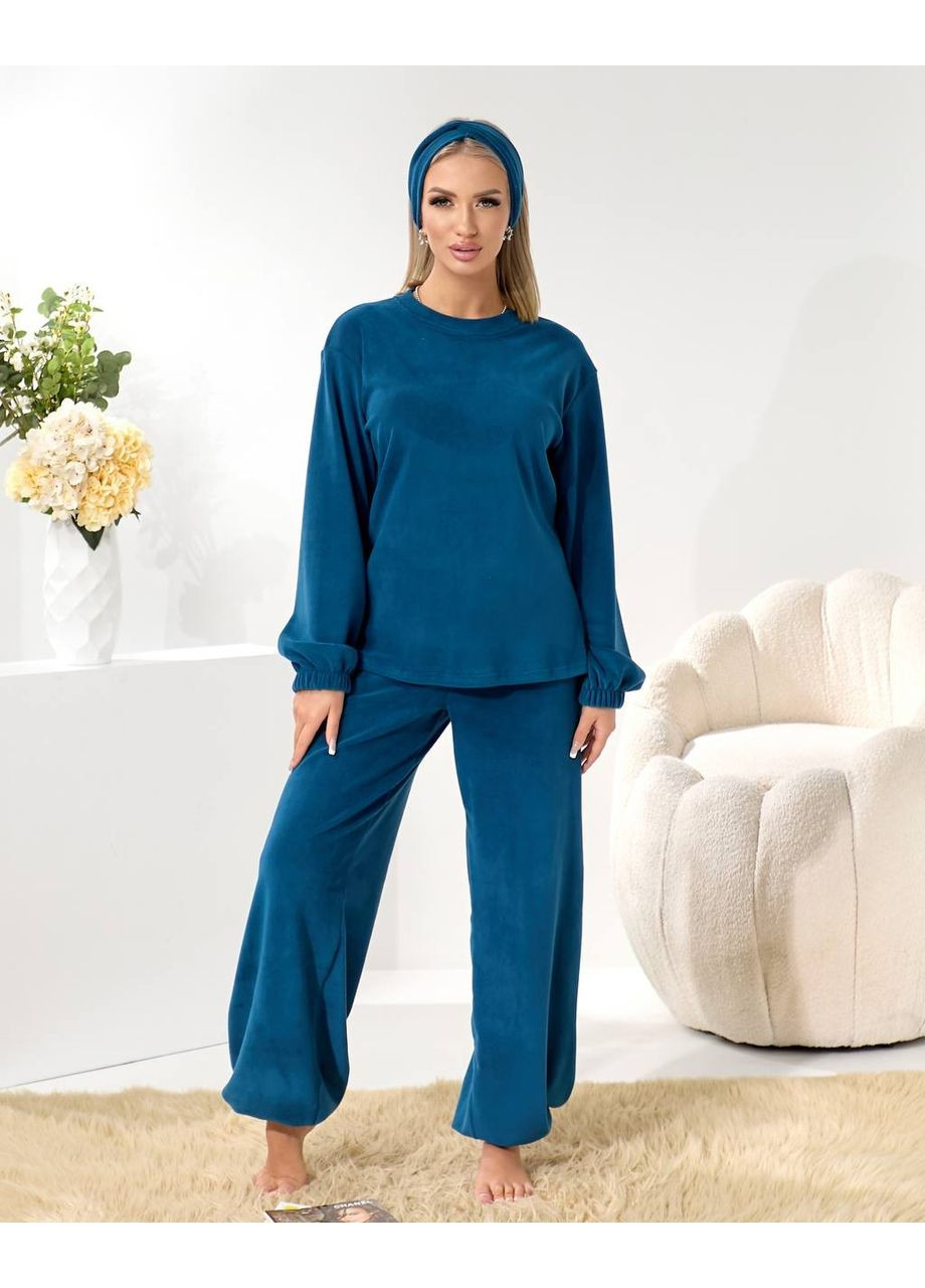 Домашній комплект трiйка (костюм+чалма) кольору морської хвилі 35940 No Brand (368969347)