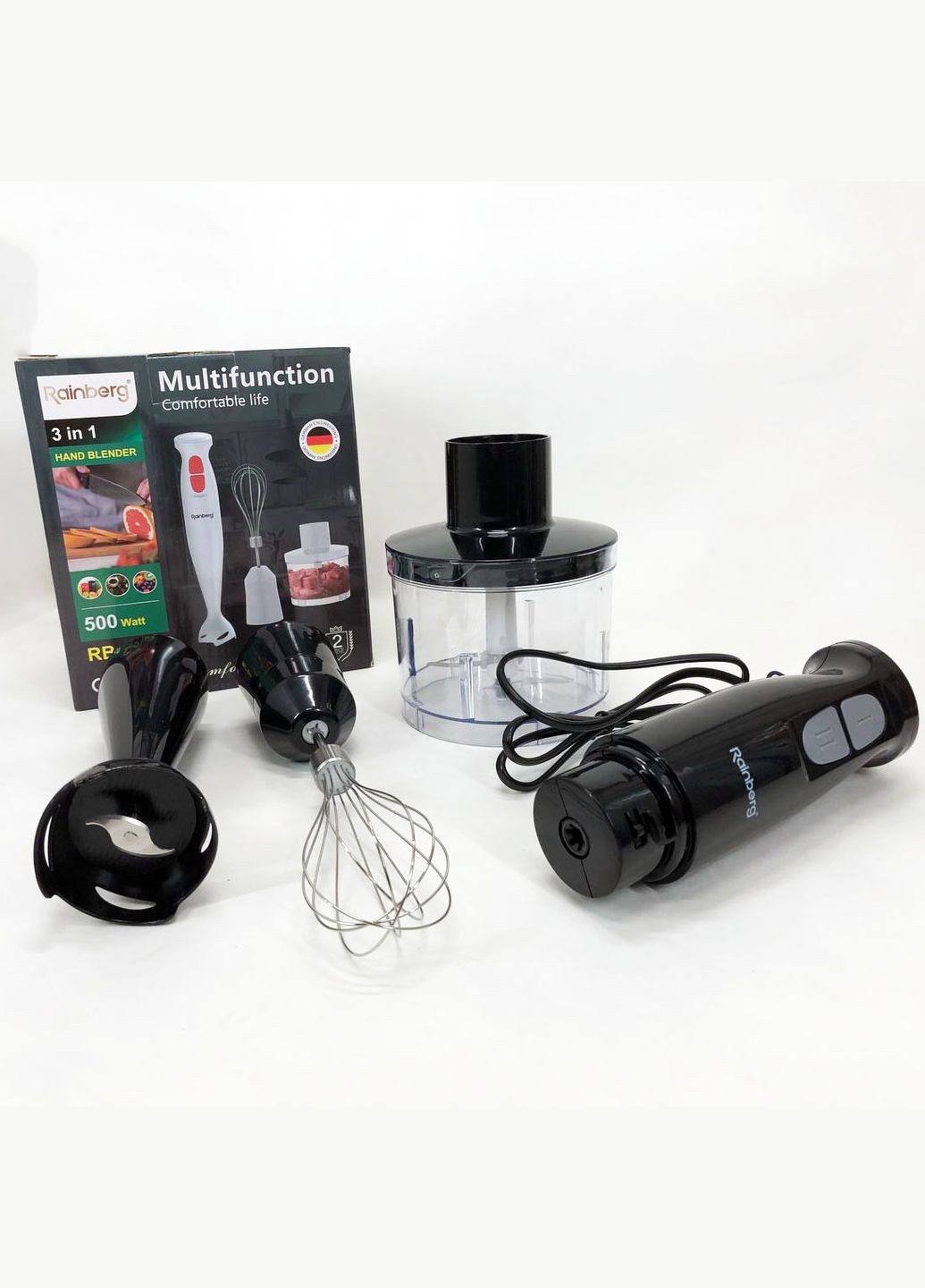 Блендер 3в1 RB-2243 500W погружной блендер измельчитель, блендер для детского пюре. Цвет: Rainberg (364664947)