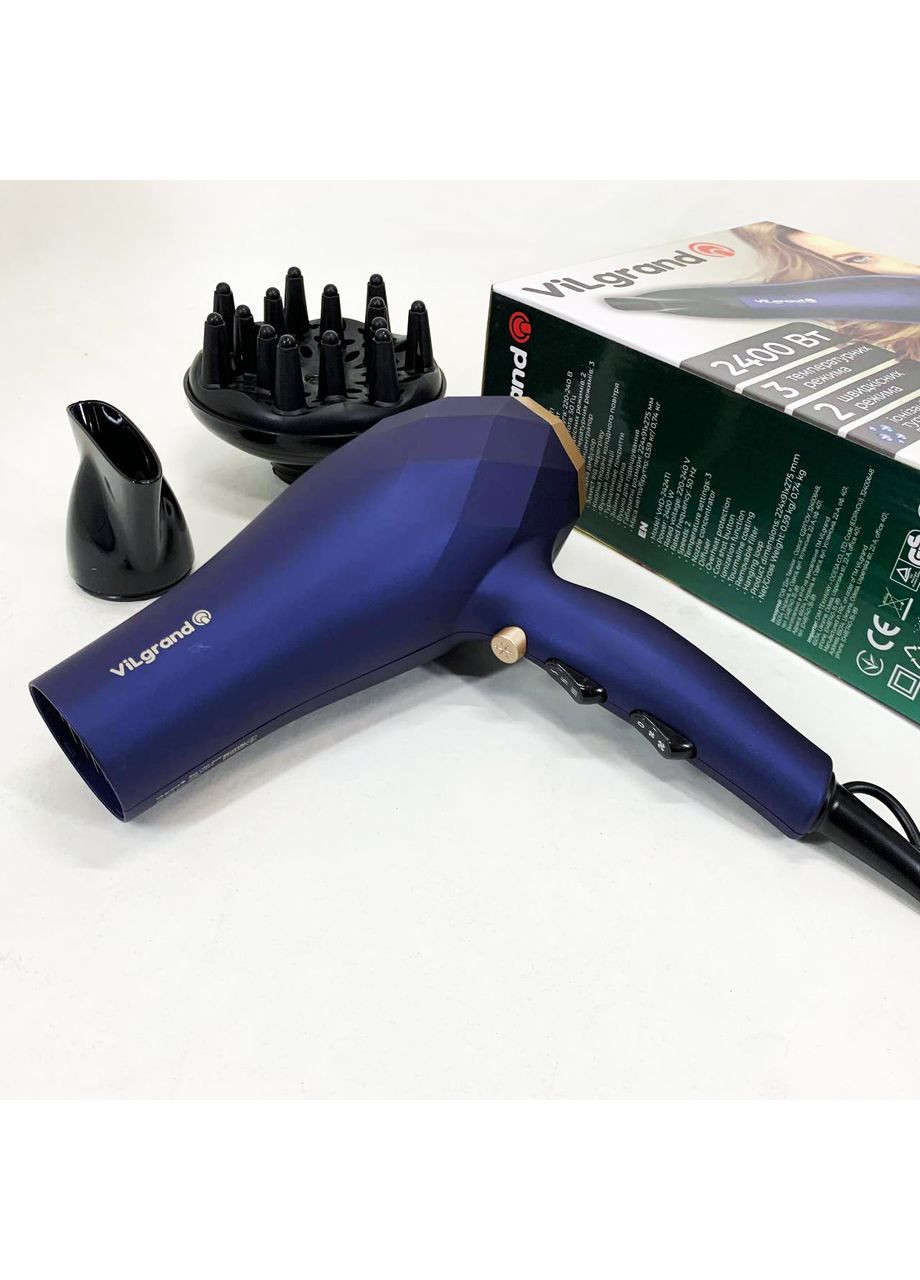 Фен VILGRAND VHD 2424TI. Цвет: голубой No Brand (350937010)