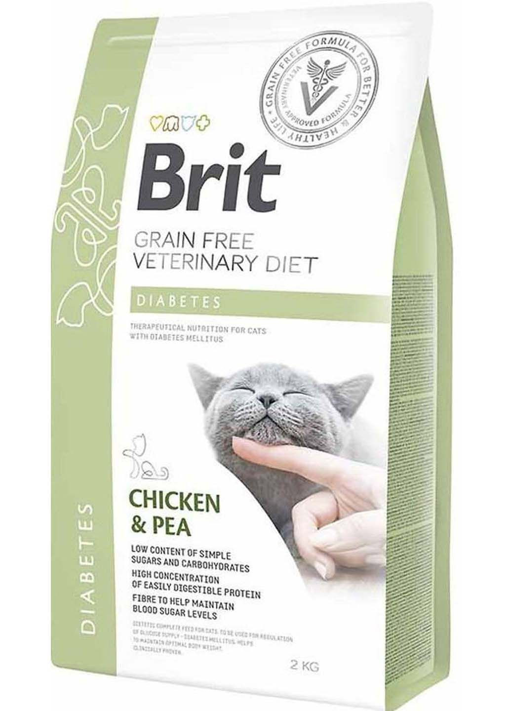 Сухой корм для кошек взрослых VetDiets при диабете и гипергликемии c курицой и горохом 2 кг Brit (286472748)
