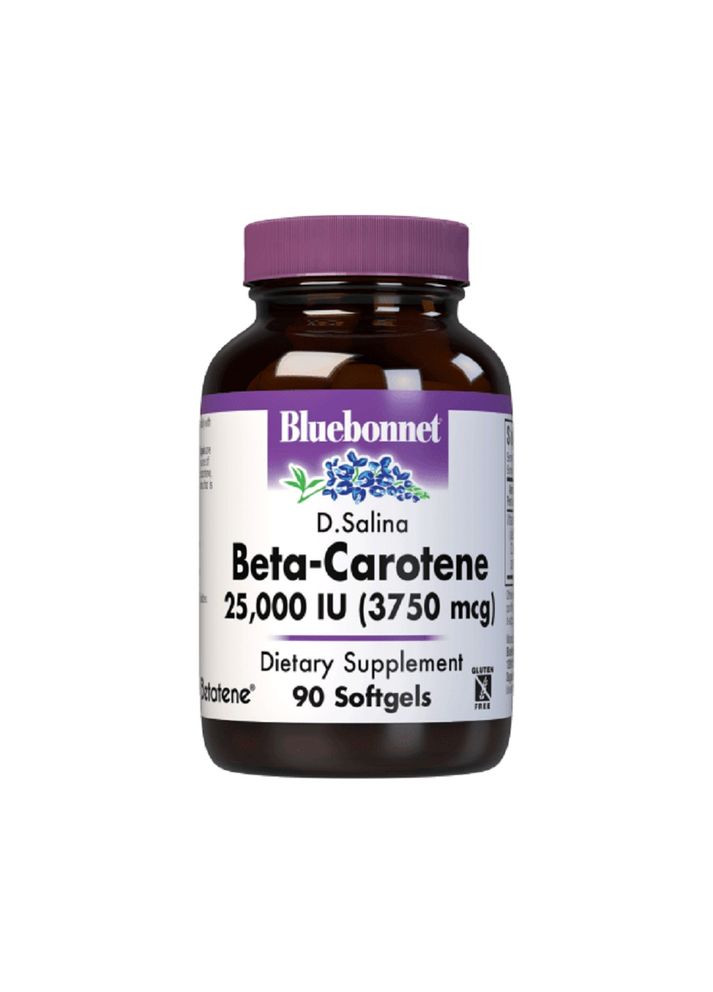 Натуральный бета-каротин,, Beta Carotene 25,000МЕ, 90 гелевых капсул Bluebonnet Nutrition (333721653)
