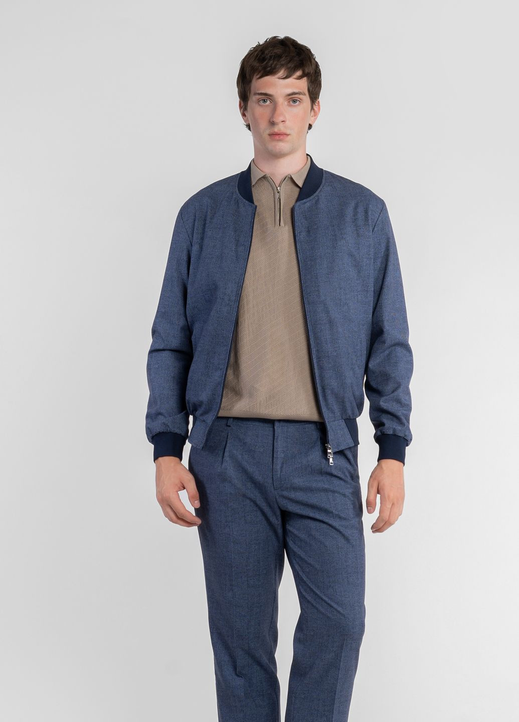 Мужской бомбер M08.32.06.511 синий трикотажный Arber (356180607)