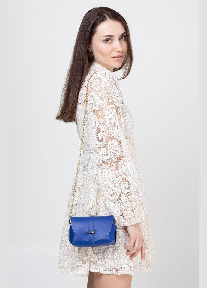 Крос-боді Синій - Італійська жіноча сумка барильце з натуральної шкіри на ланцюжку (ss220077_ult_TU) TAKEASY (350612585)