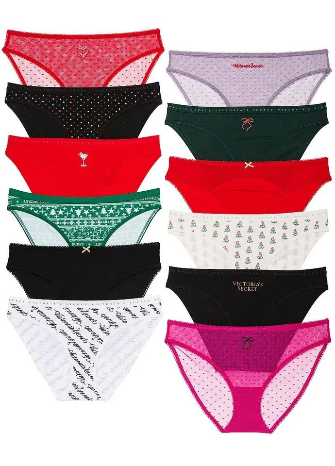 Подарунковий набір трусиків Victoria’s Secret 12-Pack Bikini Panties Holiday Advent Calendar, L Victoria's Secret (366880310)