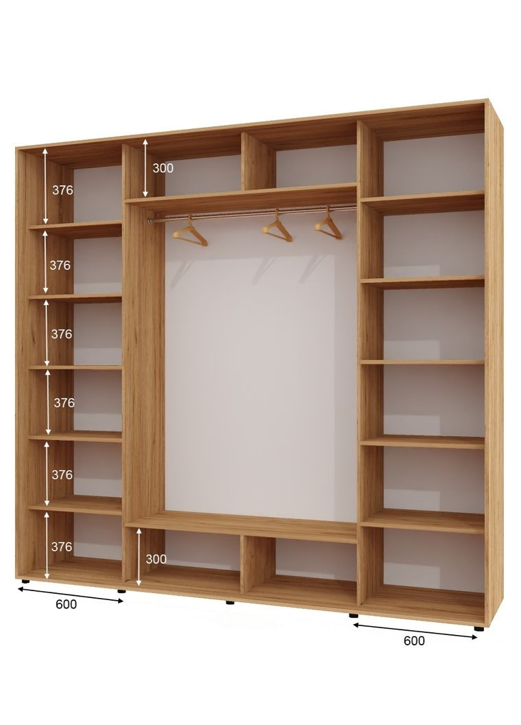 Шкаф-купе трехдверный 270*60*250 см Дуб крафт золотой 3 двери Зеркало ШК-05 Алекса (360477208)