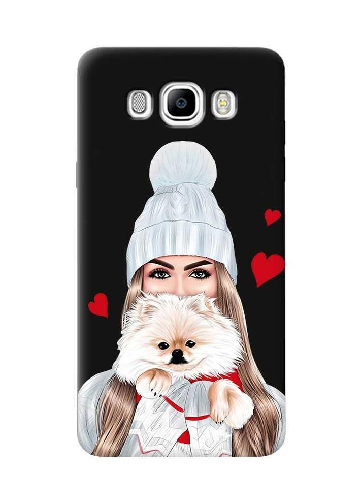 Матовий чорний чохол на Samsung Galaxy J7(2016) J710 Дівчина з песиком (принт 142) Creative (362964967)