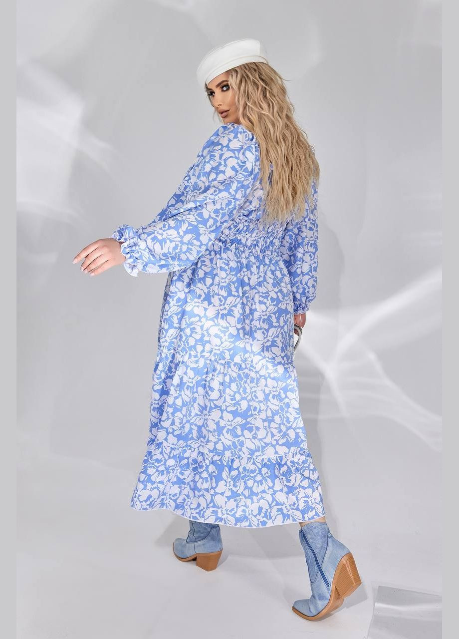 Голубое женское свободное платье из софта цвет голубой р.50/52 450392 New Trend