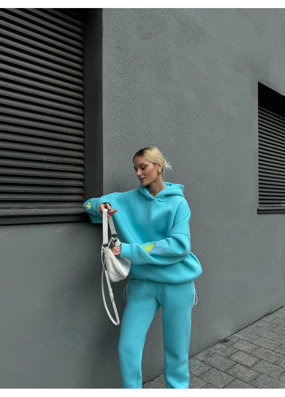 Стильный костюм с двойным капюшоном и объемным тощи • вышивка “Колосок” • регулируемая длина кофты • ЗАМЕРЫ В ОПИСАНИИ GD/GL Модний простір (370853852)