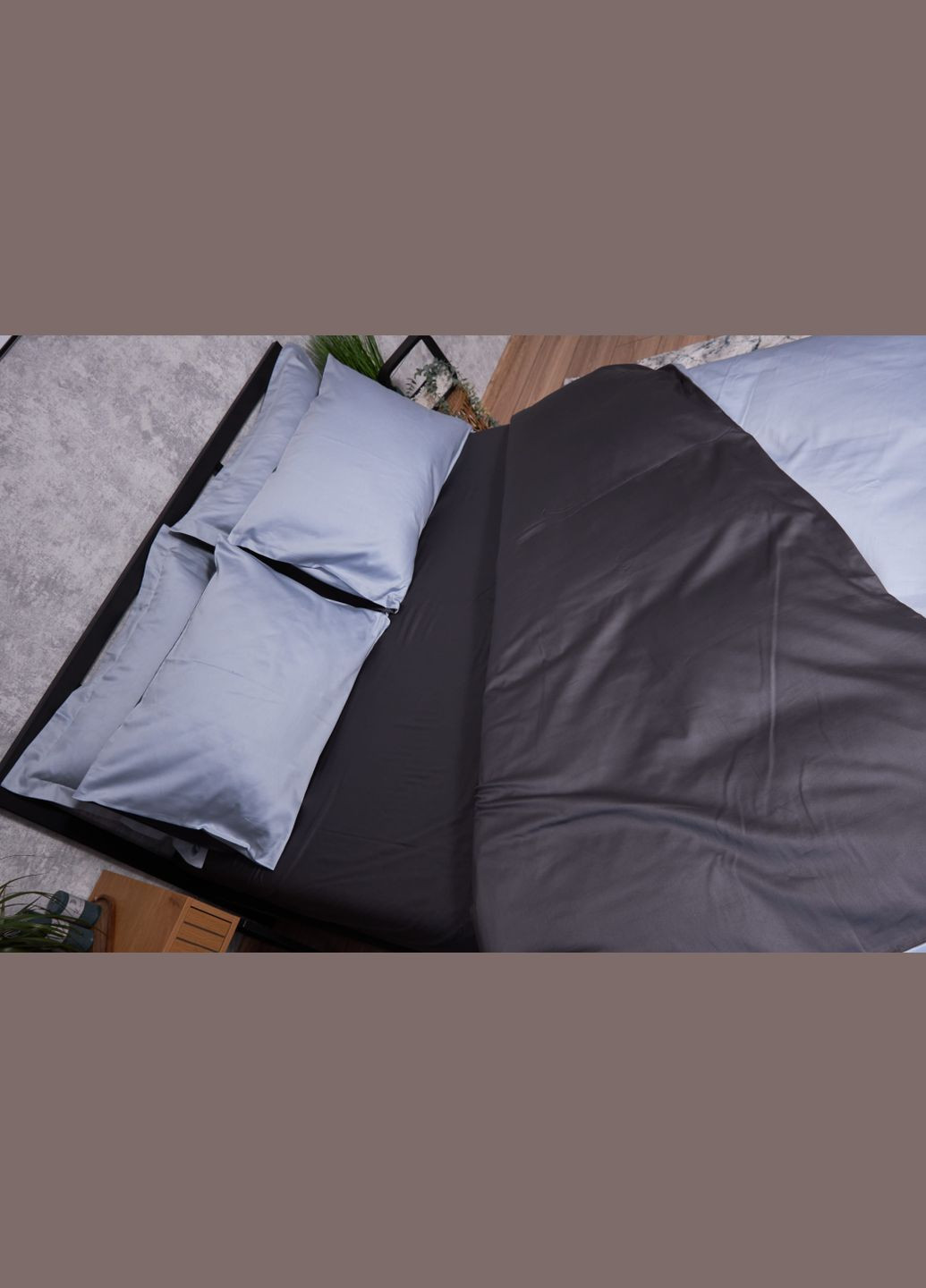 Комплект постельного белья Satin Premium двуспальный 175х210 наволочки 4х50х70 (MS-820002866) Moon&Star skyline gray (288043782)