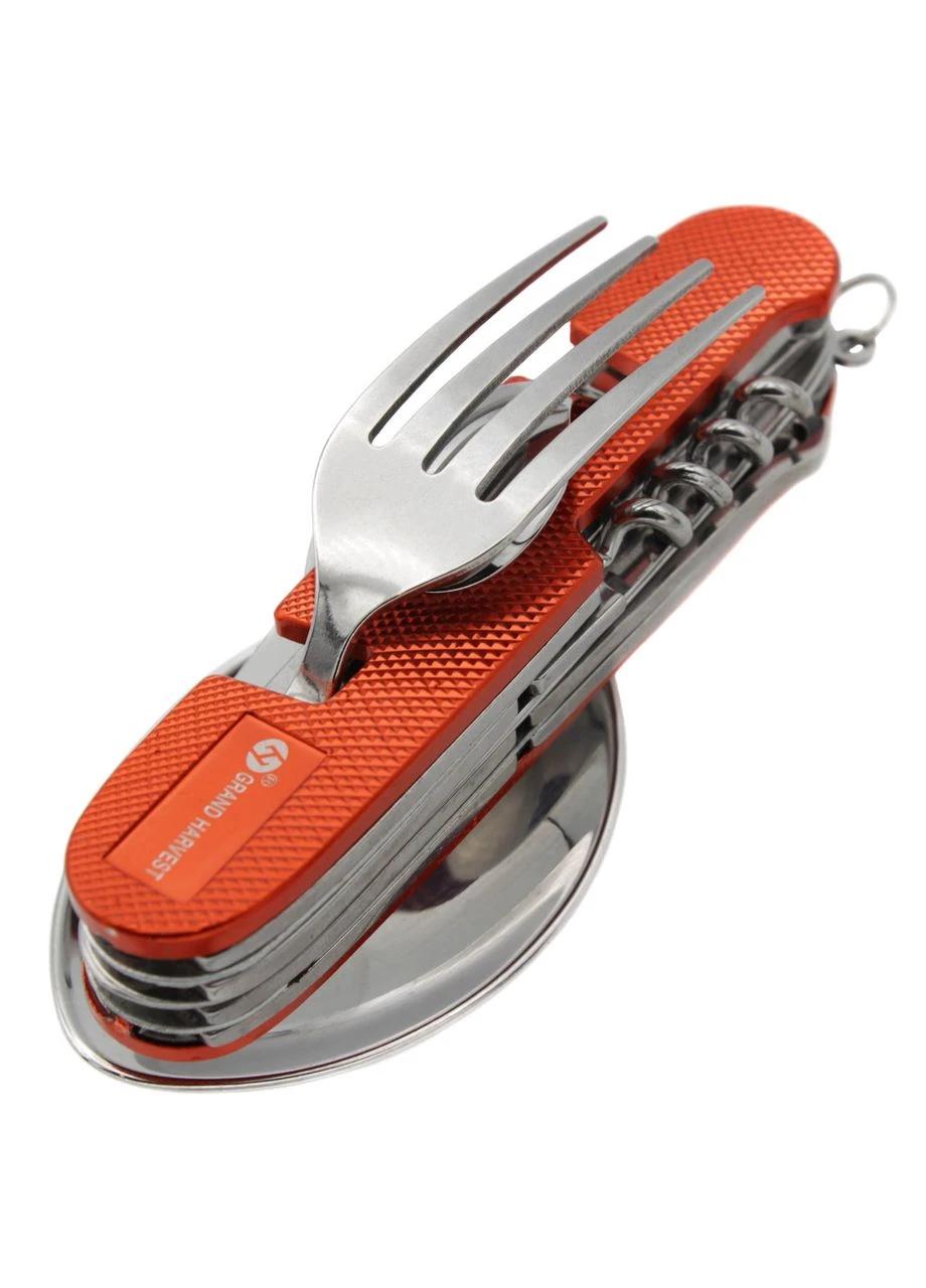 Мультитул туристический с ложкой и вилкой RIAS L-48 8в1 Orange (7_01267) No Brand (395879935)