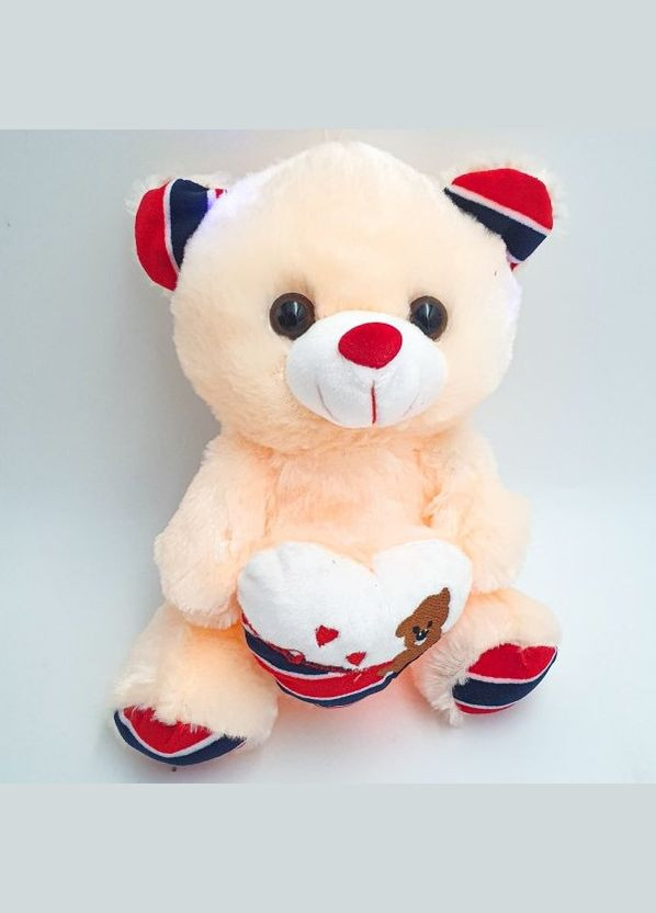 М'яка іграшка Ведмедик з серцем зі світловими та звуковими ефектами 25 см бежевий (2079385297) No Brand (328261743)