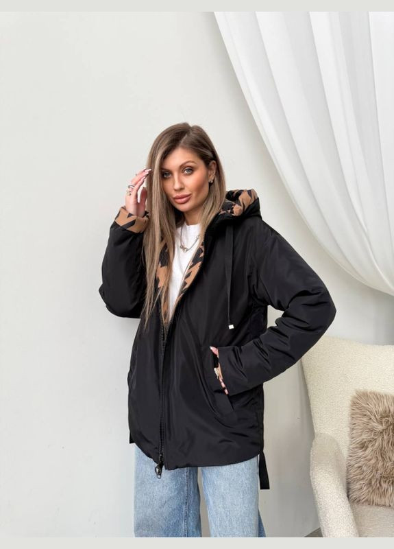 Черная демисезонная демисезона двусторонняя куртка ''айва'' куртка-лайнер, куртка-одеяло, куртка-пиджак, куртка-пальто, куртка-трансформер Mirage