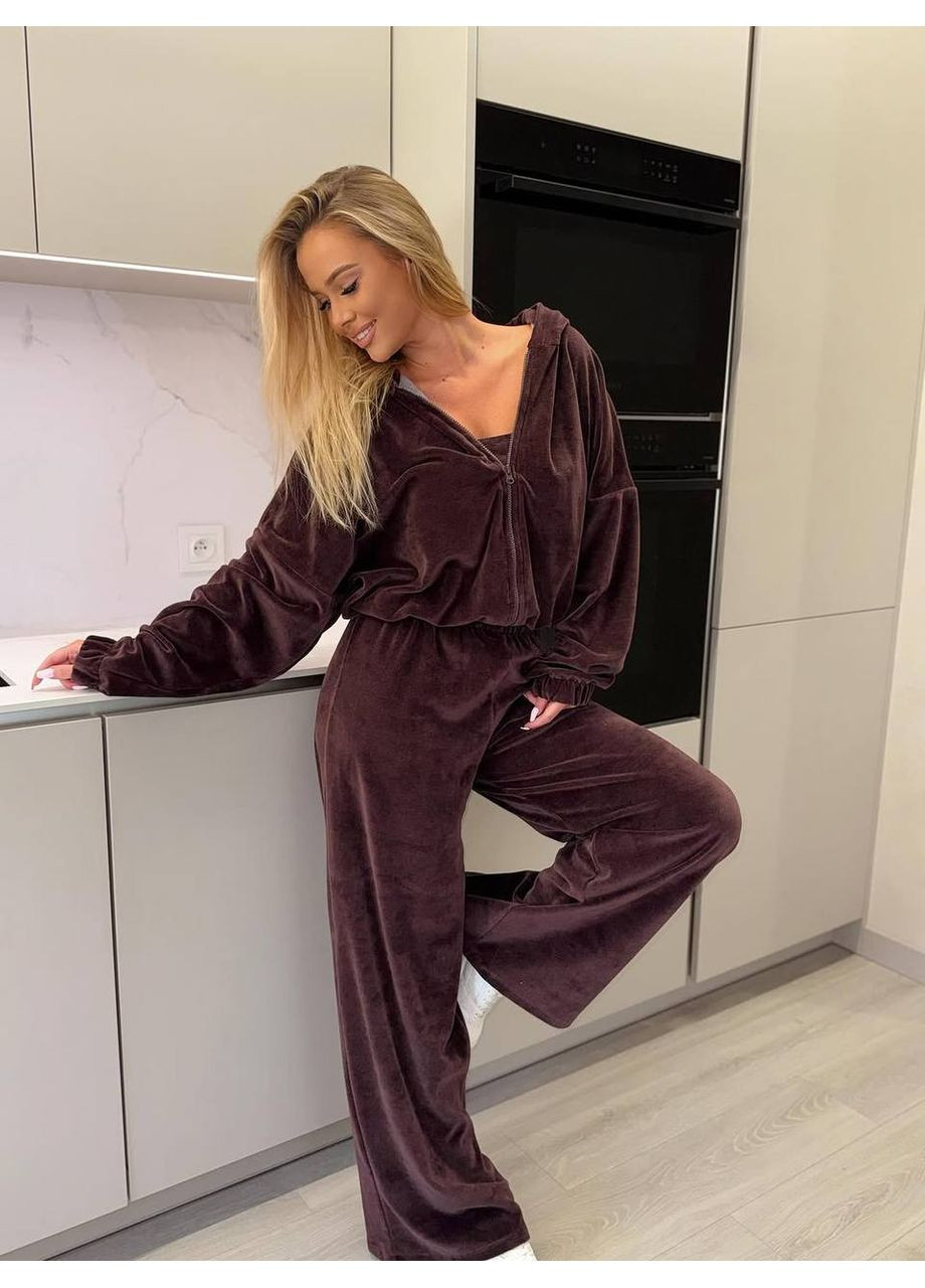 Жіночий велюровий костюм у стильному кежуал-дизайні. Україна (354693450)