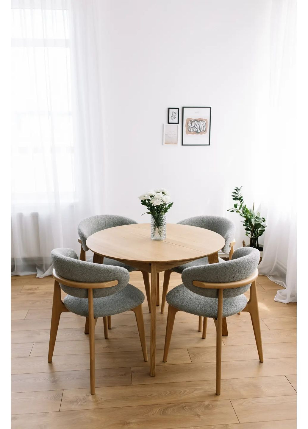 Стілець обідній Roses Натуральний каркас / Сіра тканина Букле 83 Pavlyk (372842771)