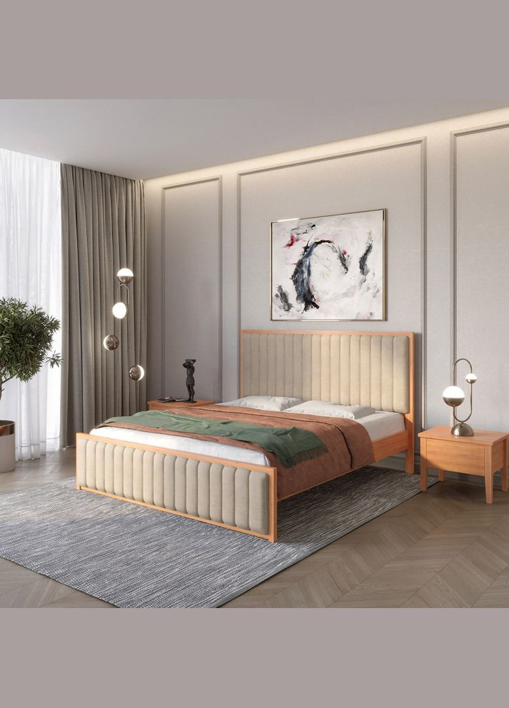 Полуторне дерев'яне ліжко Відень /Аляска 23 (Бежевий) 120х190 см (MBG-10770) Mebigrand (366087271)