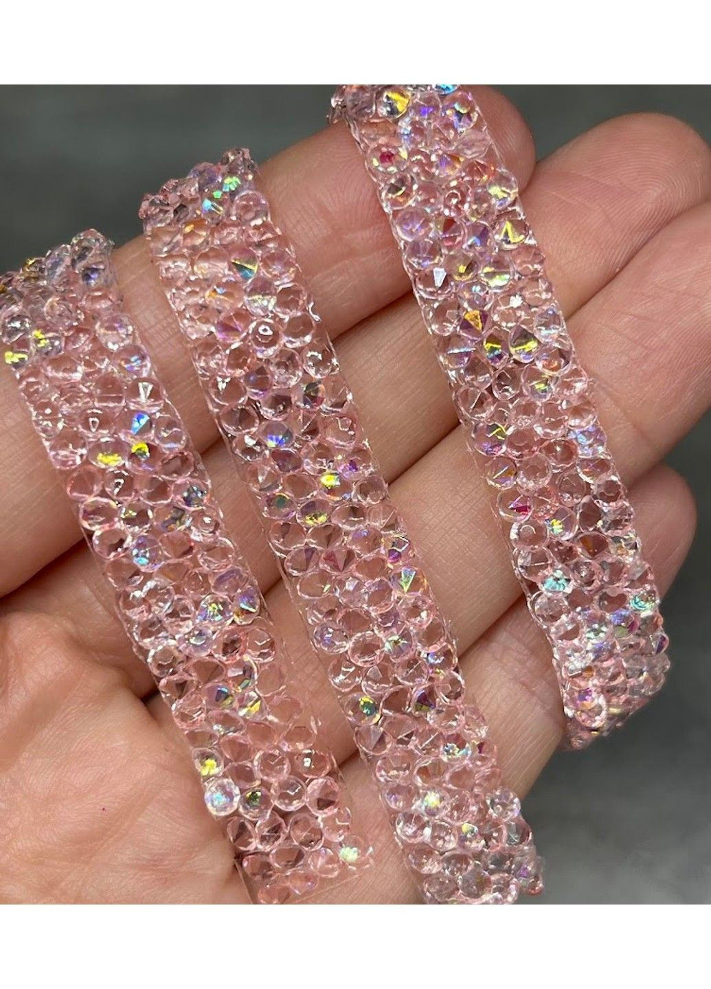 Стразовая силиконовая полоска, размер 1 см*40 см, розовый, арт 018062, 1 шт. No Brand (327097738)