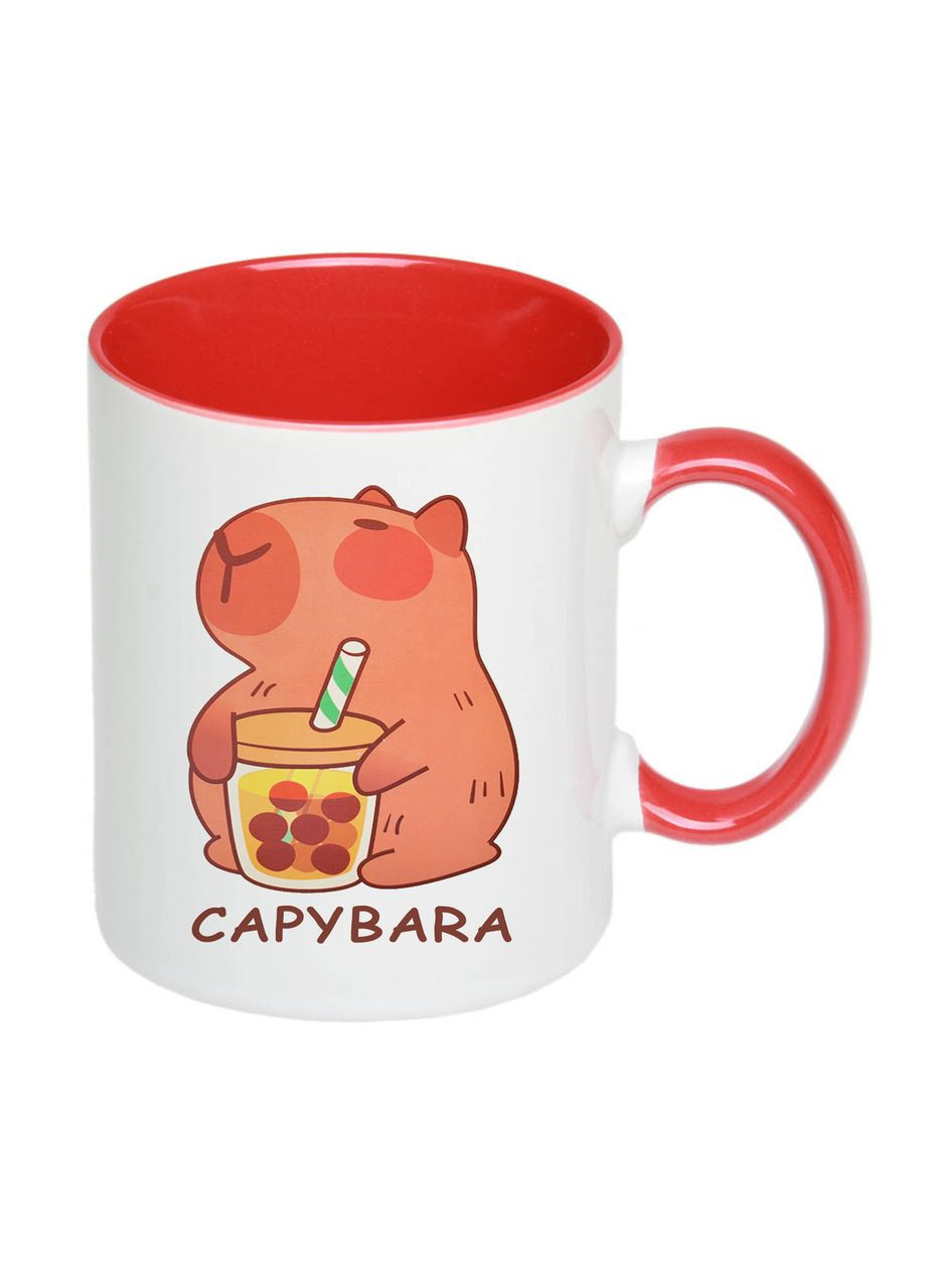 Чашка з друком "Капібара" 330 мл (колір червоний) (23921) No Brand (324252410)