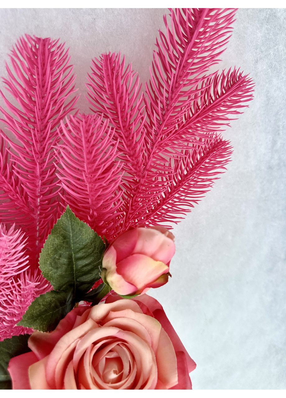 Гілка хвойна лита Pink рожева 33 см | ТМ HVOYA (250 шт.) Blush (365783101)