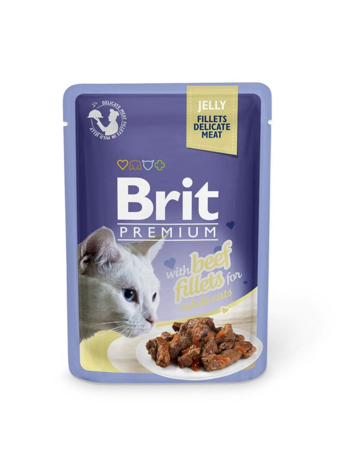 Влажный корм Cat Beef Fillets Jelly pouch для кошек (филе говядины в желе) 85 г (111241/470) Brit Premium (279562302)
