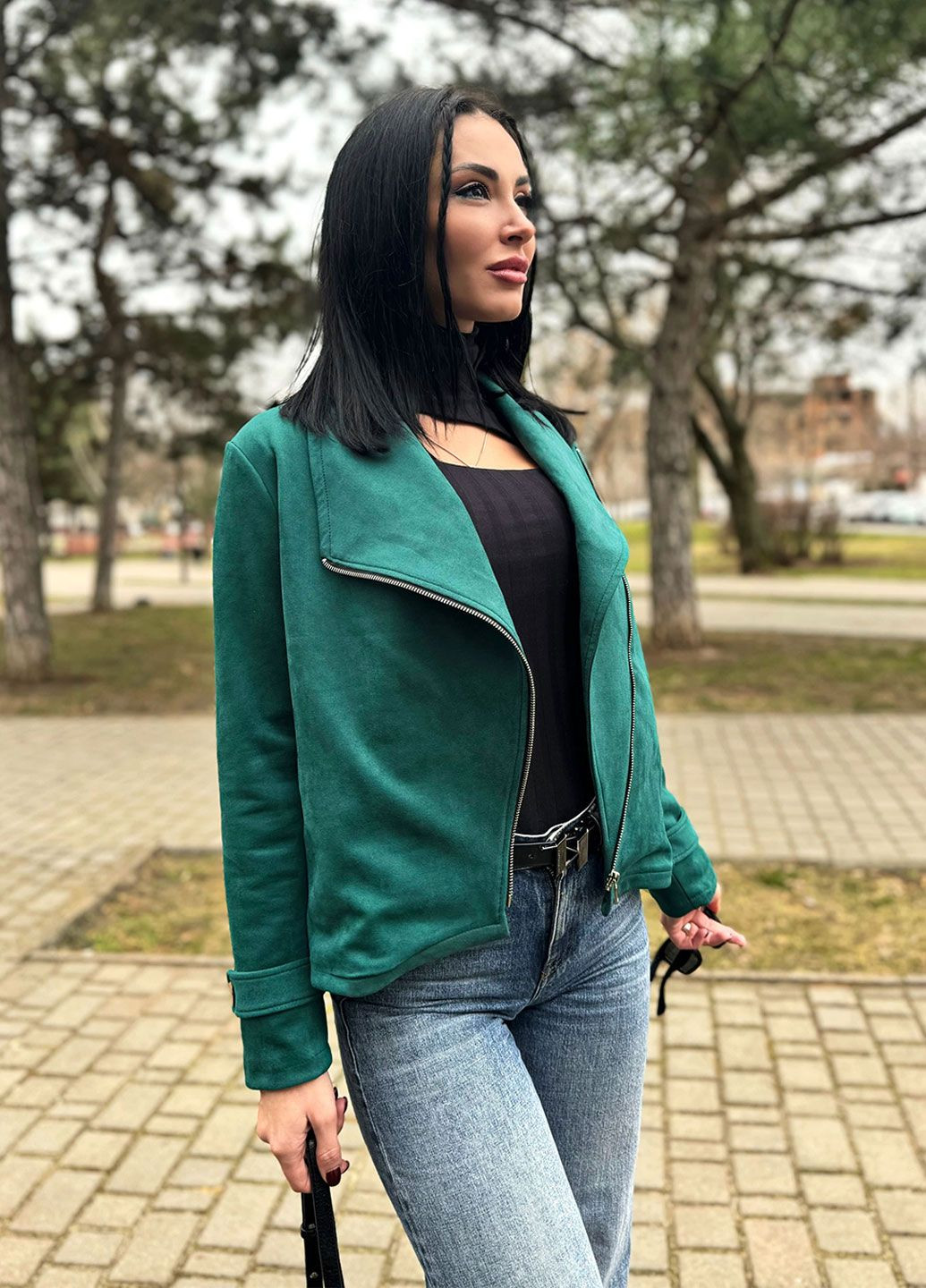 Зеленая куртка-жакет косуха Fashion Girl Nessa