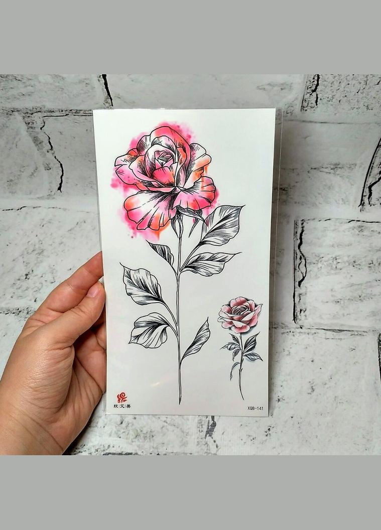 Флеш тату тимчасове татуювання на тіло аркуш 11,5х21 см Троянди No Brand (347250863)