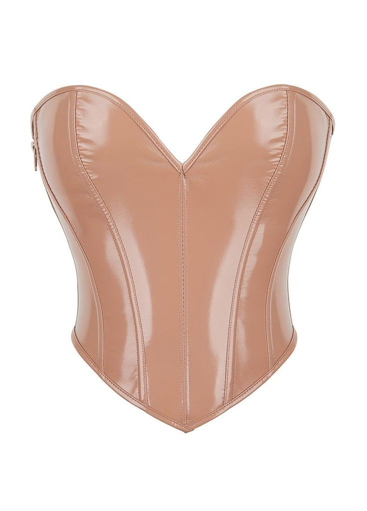 Бежевый демисезонный корсет star night из лакированной кожи, на шнуровке, бежевый, m (без коробки) No Brand
