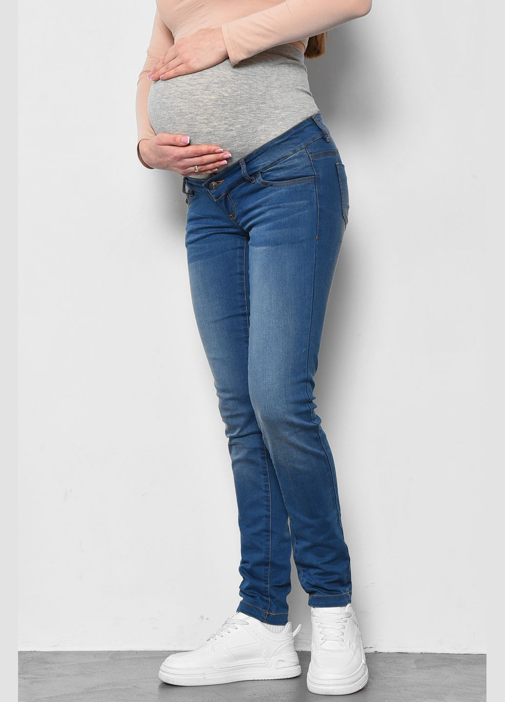 Джинси жіночі для вагітних блакитного кольору Let's Shop - (289456952)