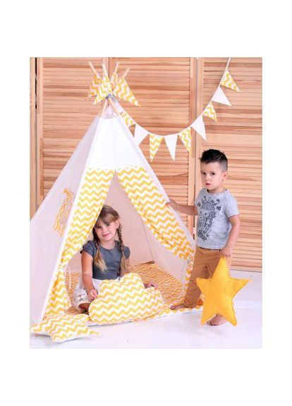 Вігвам комплект Жовтий зигзаг з подушкою No Brand (280915694)