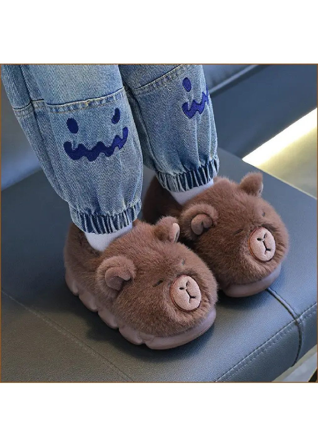 Дитячі плюшеві кімнатні домашні теплі закриті тапочки для дітей хлопчиків 22 см (481748-Prob) Капібара розмір 34-35 Unbranded (366015914)