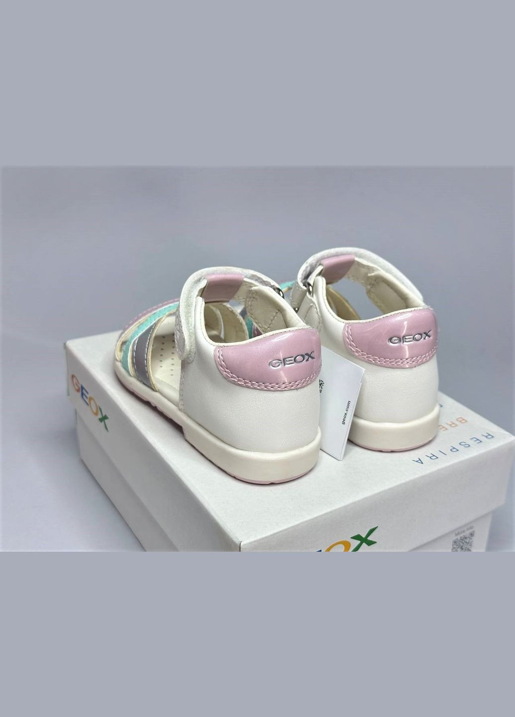 Белые детские кожаные босоножки alul сандалии девочкам Geox