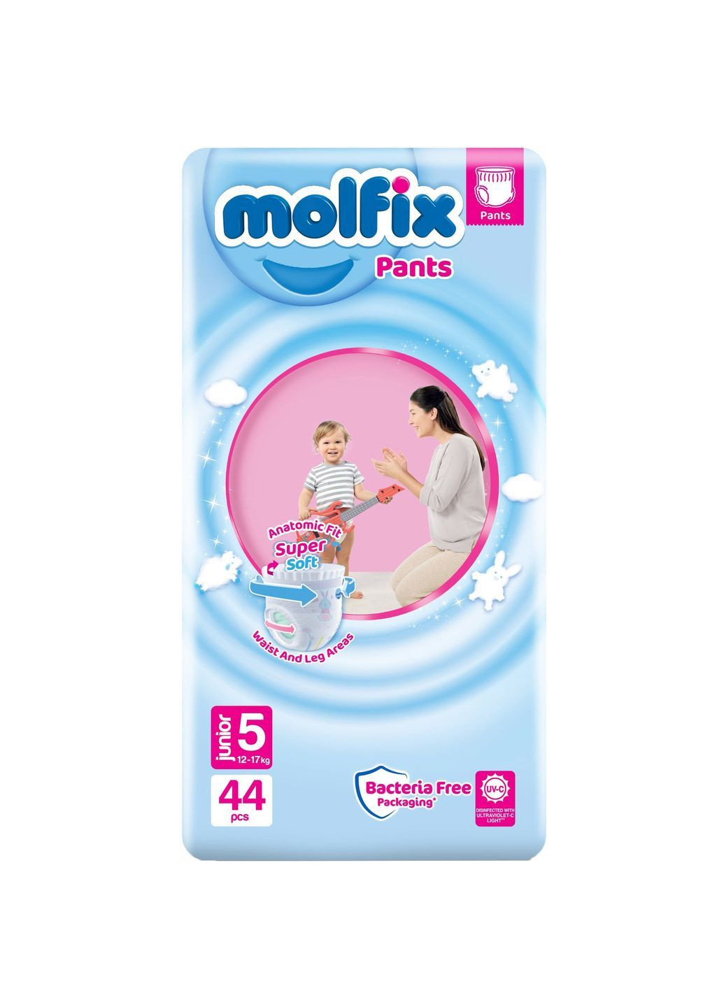 Подгузники-трусики, 5 (12-17 кг), 176 шт. (4 уп. по 44 шт.) Molfix 8690536833276_4шт (366472219)