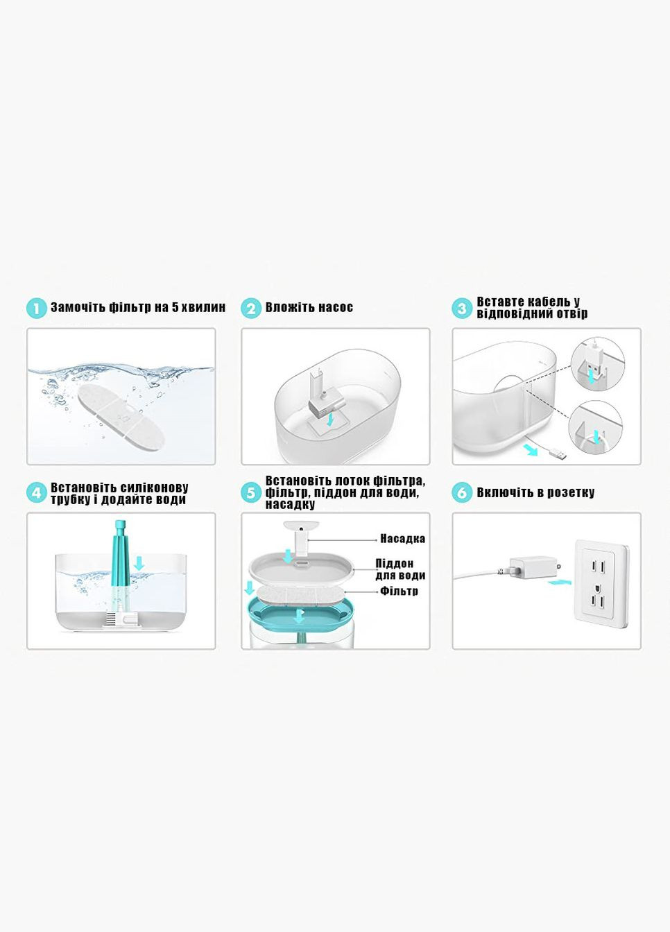 Питний фонтан для котів та собак 2.1L, поїлка для кота та собак з фільтром, Металік Petrust (299915618)