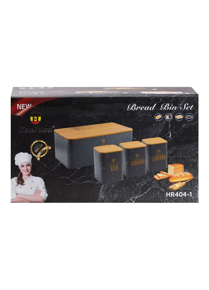 Набір для зберігання продуктів 4 штуки з бамбуковими кришками чорний HP33527B Yiwu (353505063)
