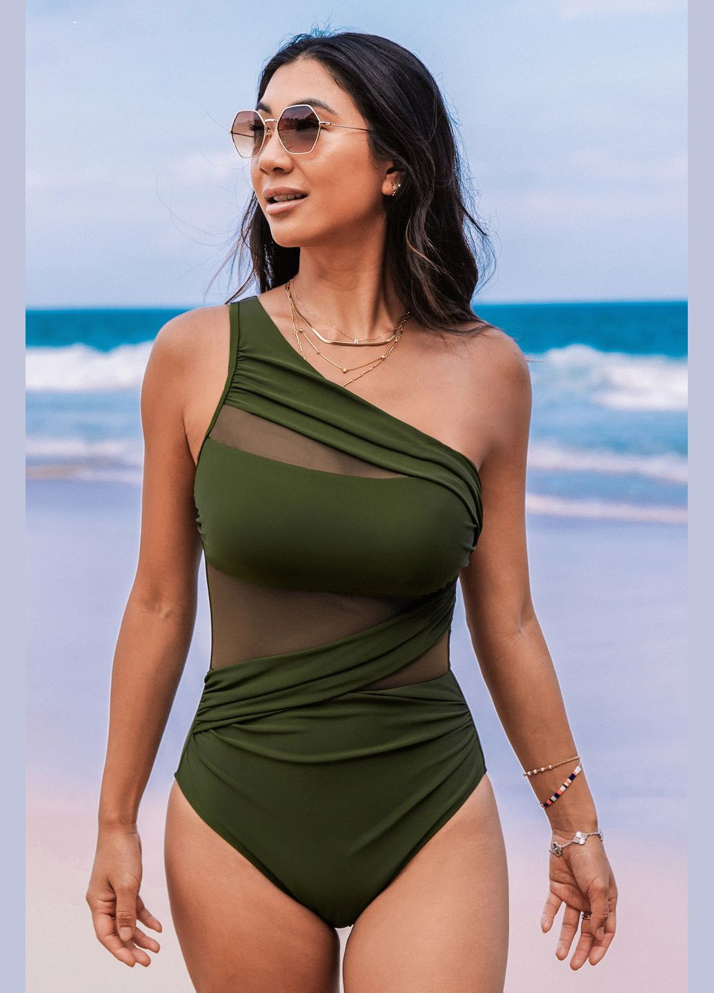 Оливковый (хаки) летний купальник CUPSHE