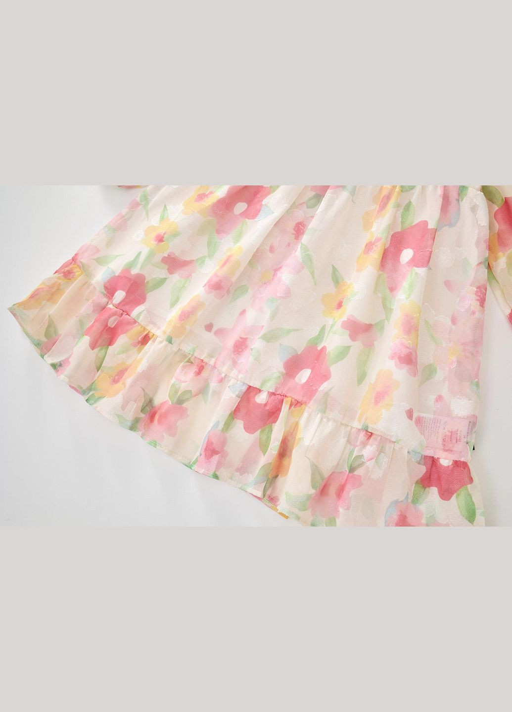 Розовое детское платье с цветочным принтом и воротничком premium icon 93229 разноцветный No Brand (330487039)