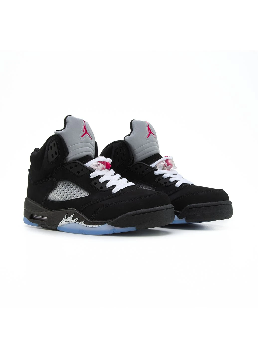 КРОССОВКИ ЖЕНСКИЕ NIKE AIR JORDAN 5 BLACK BLUE V2 НАЙК АИР ДЖОРДАН No Brand чёрные демисезоны (367175391)