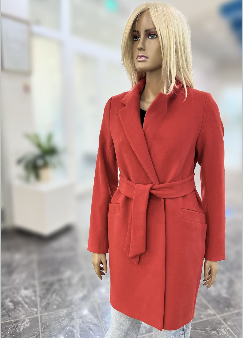 Темно-червоне демісезонне Стильне пальто із кашеміру. Якість люкс оверсайз ORIGINAL