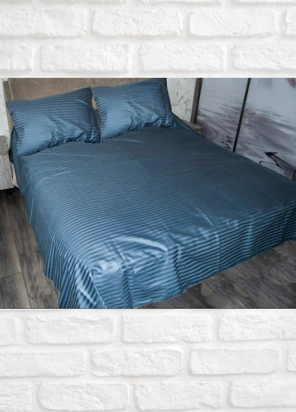 Комплект постельного белья из хлопка Полуторный 145х215 см Страйп Сатин Сиреневый No Brand (321965836)