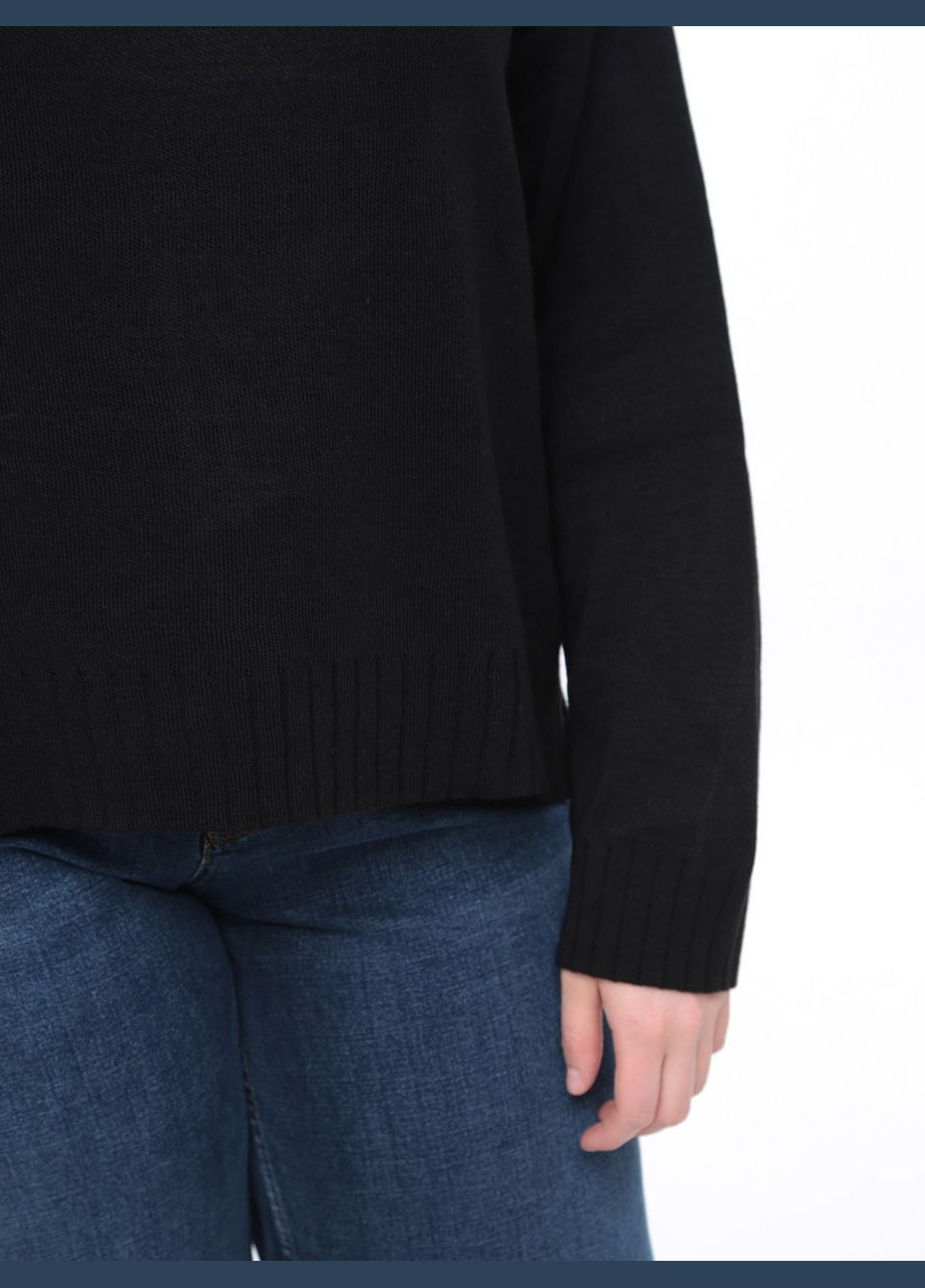 Черный зимний свитер женский черный свободный с воротником джемпер Karon Вільна