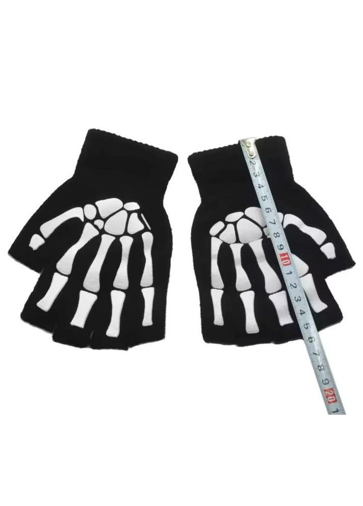 Рукавички чорні з кістками скелет No Brand (311951678)