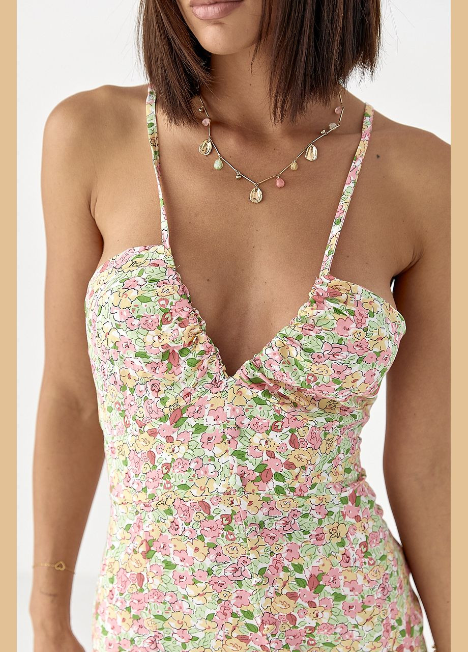 Квітковий сарафан на бретелях - рожевий колір Lurex (340917647)