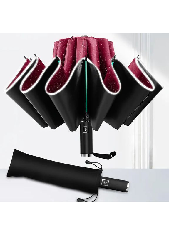 Бордова парасолька автомат світловідбиваючий10 спц середня система антивітер, захист від уф (365268086)