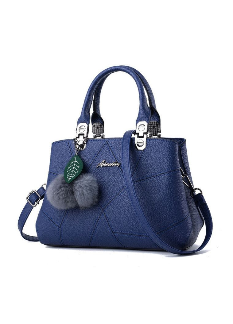 Жіноча сумка з брелоком та довгою ручкою зі штучної шкіри синя (sku_373) No Brand (330576466)