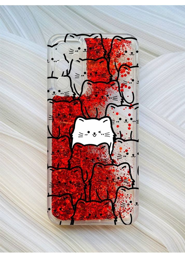 Чехол с плавающими блестками на Samsung Galaxy A24 (A245) Котики (принт 392) CASE CONTROL (360674795)