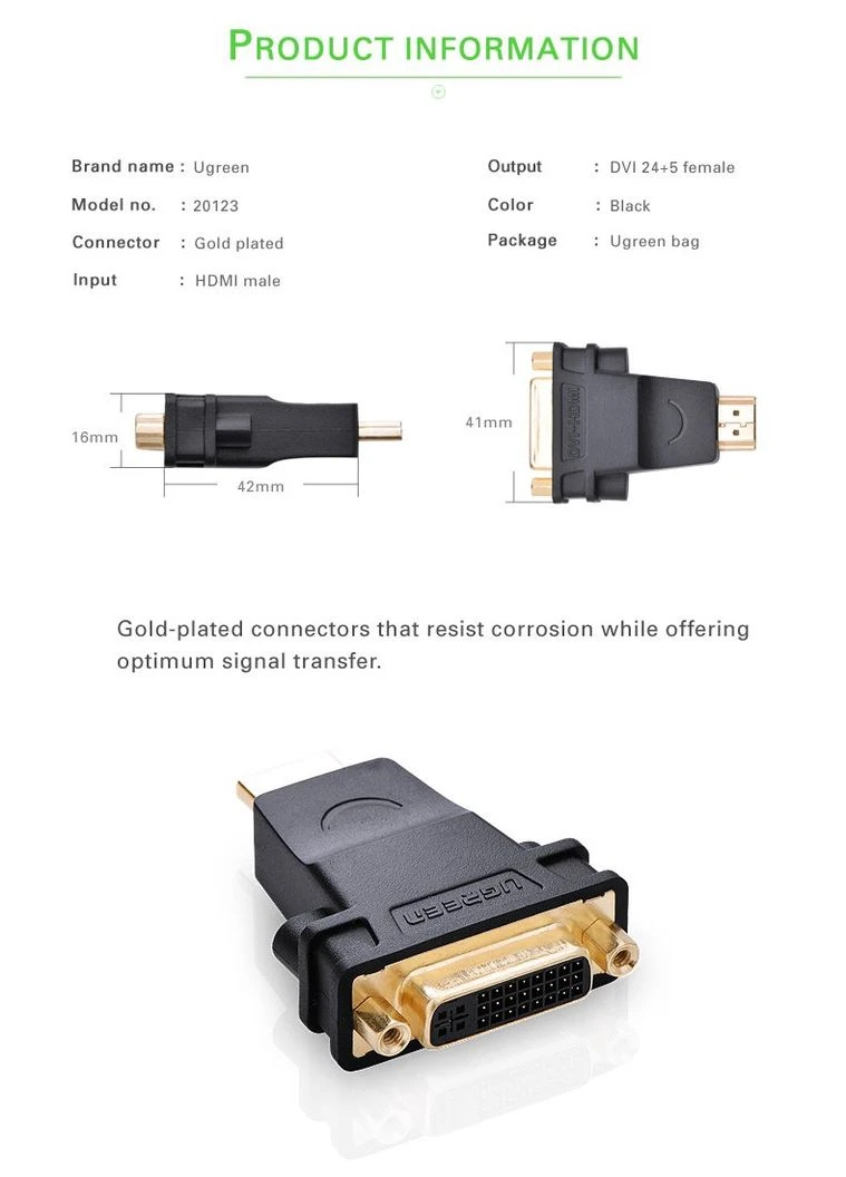 Адаптер HDMI Male to DVI (24+5) Female Adapter (Black)(UGR-20123) (UGR-20123) Ugreen (372678164)